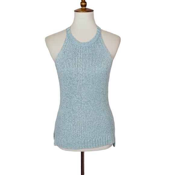 Cliché Blue Tape Yarn High Neck Sweater Tank - Picture 1 of 4